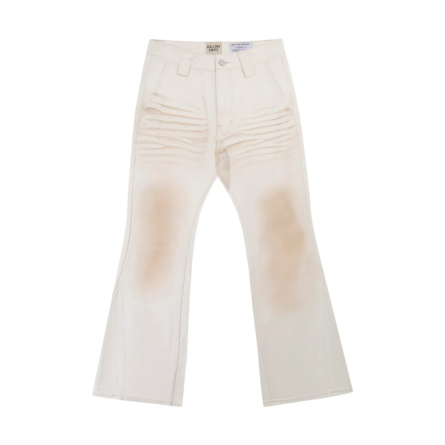 659#Gallery Dept New Dirty Style Mud Dyed Old Washed Off-White Spliced ​​Micro-Large Jeans Fashionable and Versatile Casual Pants Off-White S~XL P250
